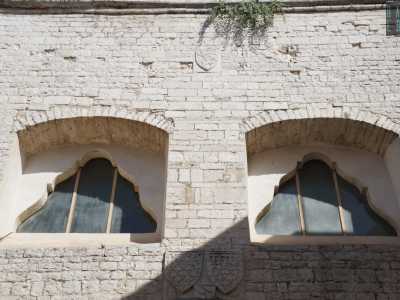 Anche se la vera particolarit� � al di sopra delle due finestrelle quadrangolari aggiunte nel 700. Siamo di fronte al pi� antico stemma di Bitonto, naturalmente con l�ulivo e due leoni